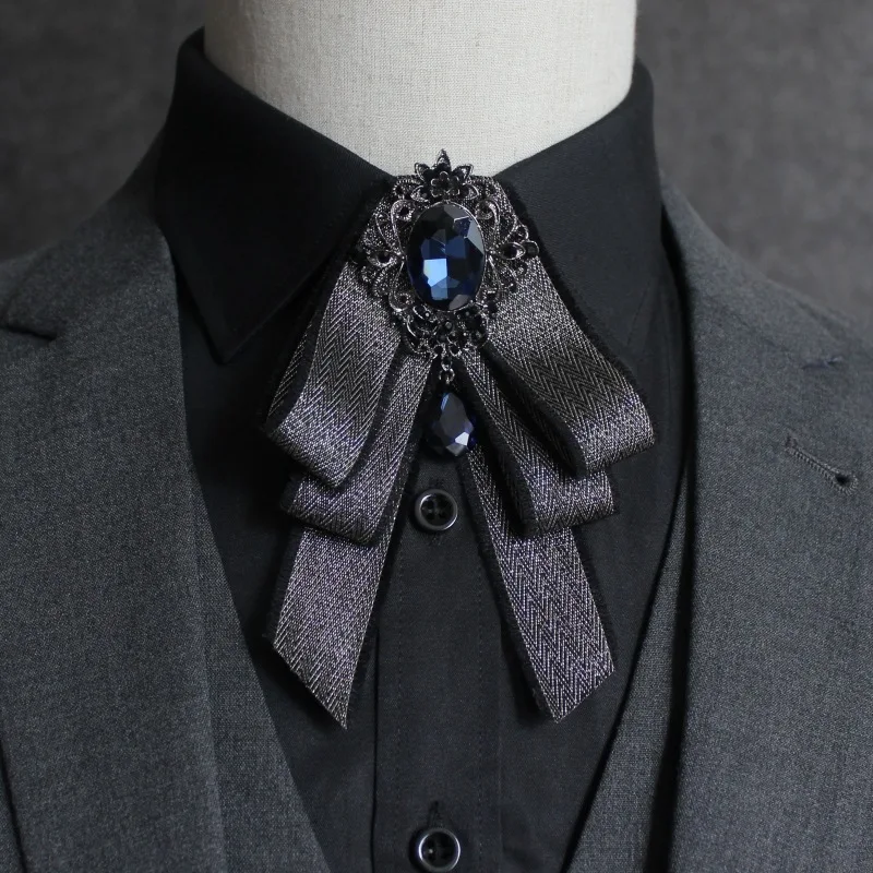 Vintage Crystal Fabric Bow Tie Brooch Korean Fashion Bowties Neckties for Man Ribbon Shirt Collar Luxulry Jewelry Accessories bow tie