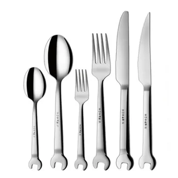 Set da pranzo con forchetta da dessert a forma di chiave a pala, posate in acciaio inossidabile, stoviglie, stoviglie da cucina, regalo per bambini 1