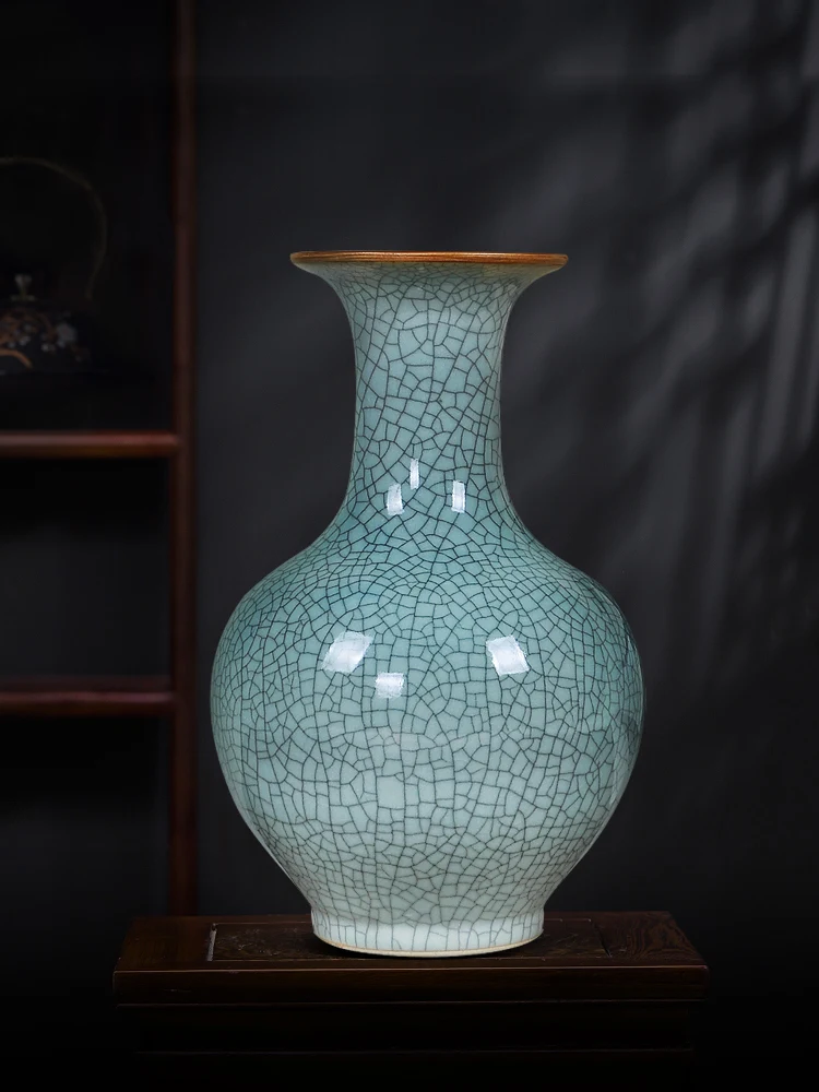 

Jingdezhen Ceramic Vase Decoration Living Room Flower Arrangement Imitation Classical Official Kiln Chinese Home Decoration Craf