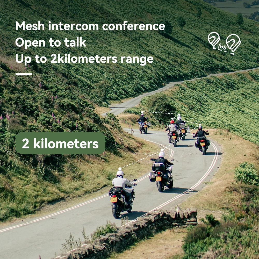 LEXIN-MTX 2pcs Motorcycle MESH&Bluetooth Headset Intercom ,With Mesh Communication System, Parallel Audio- Intercom,24 Riders