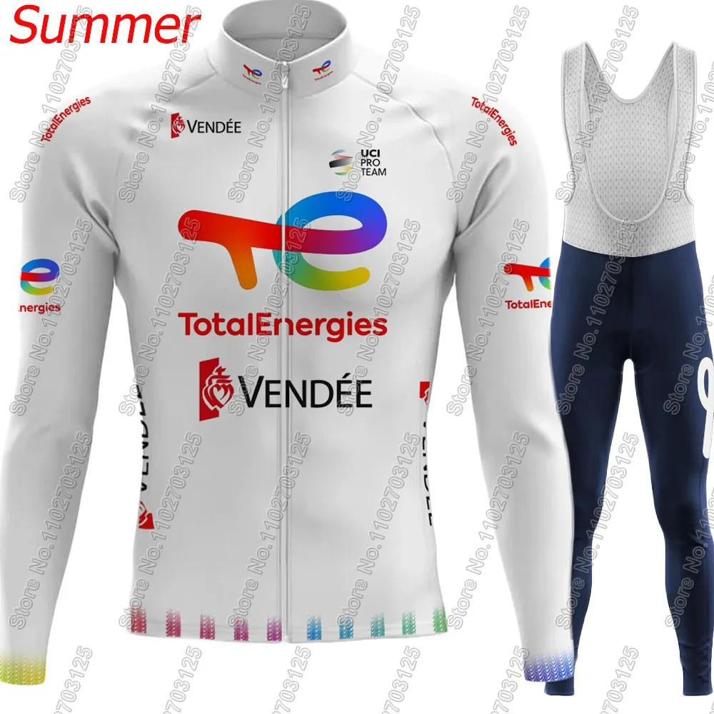 Total Energies Team Cycling Jersey Set France Suit Long Sleeve MTB Bike Road Pants Bib MTB Wear Ropa Ciclismo Maillot