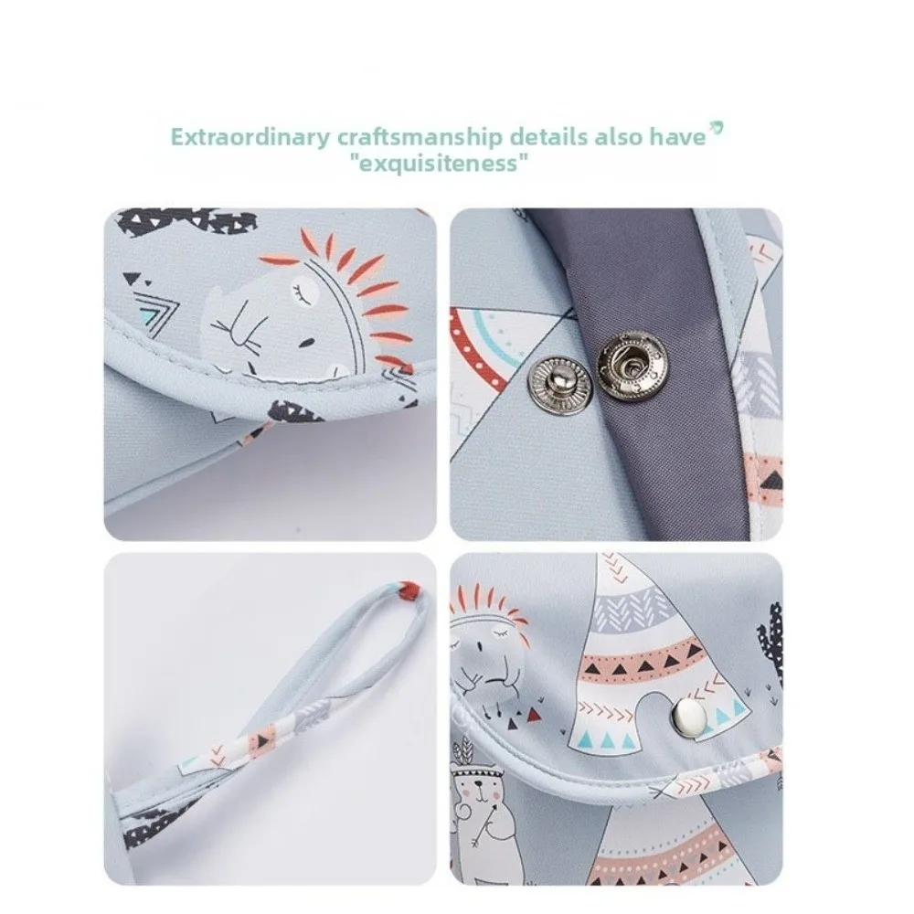 Portable Cartoon Baby Diaper Bag Oxford Cloth Large Capacity Mommy Handbag Handheld Waterproof Diaper Storage Bag Baby