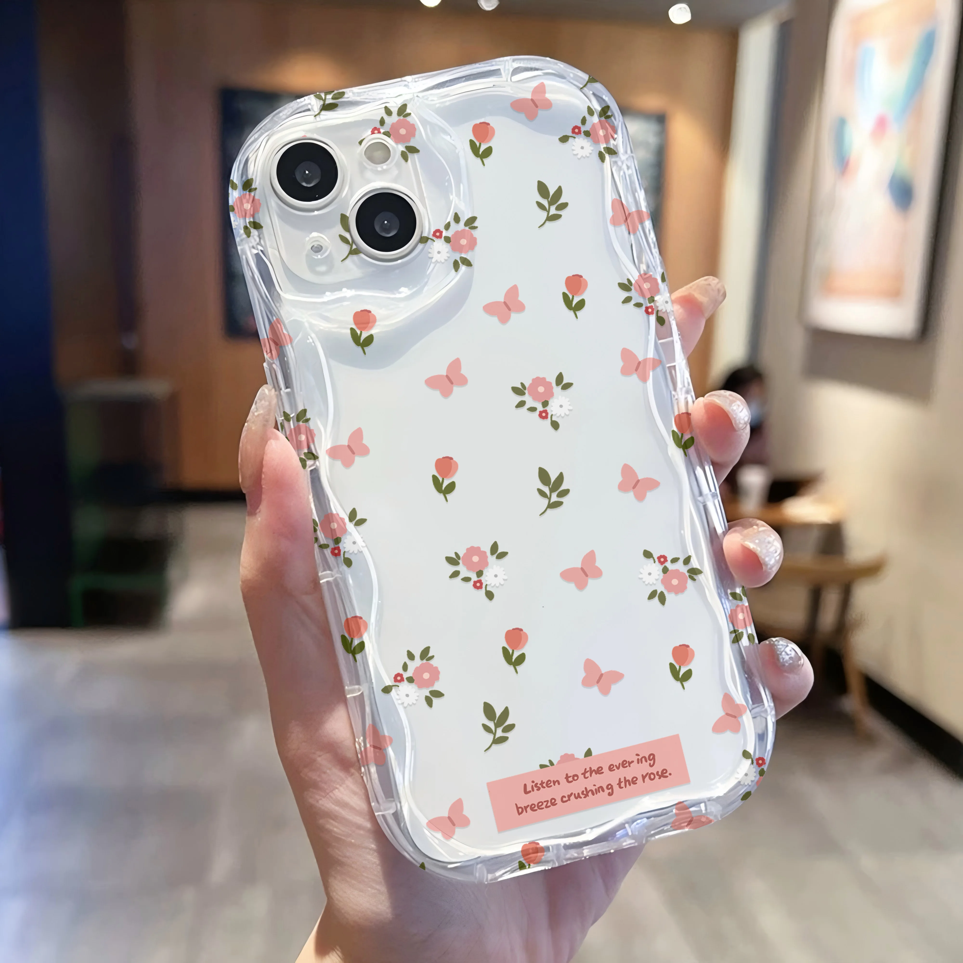 Charming Pink Floral Phone Case with Bracelet Attachment