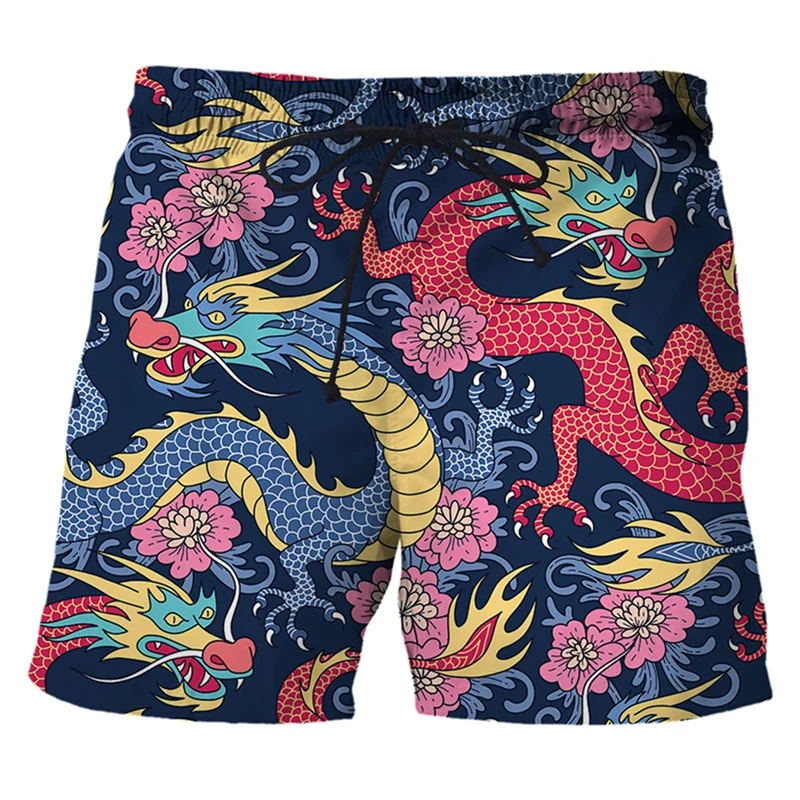 Chinese Dragon 3d Print Swim Trunks For Men Hawaiian Beach Shorts Loose Quick Dry Surf Board Shorts Swimwear Street Short Pants 2