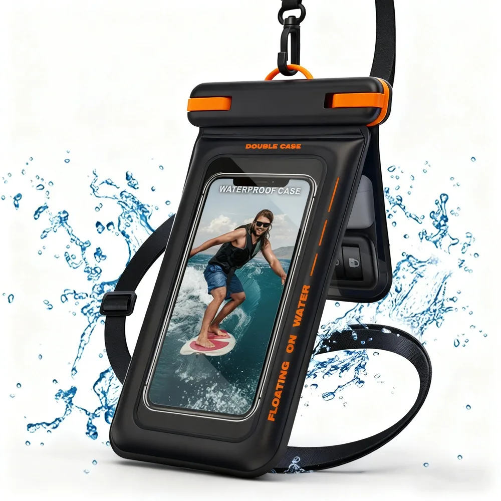 Floating Waterproof Phone Pouch with Touchscreen Access and Dual Pockets