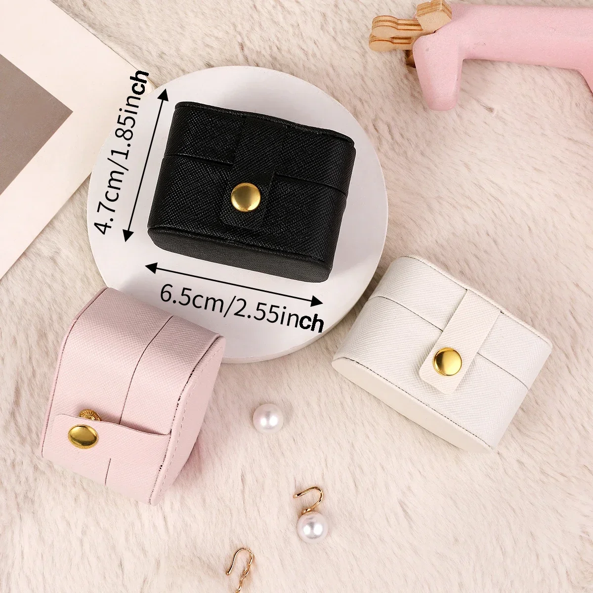 1pc-Exquisite Jewelry Box Simple Ring Necklace Earring Storage Simple Style Daily Travel Portable Storage Box