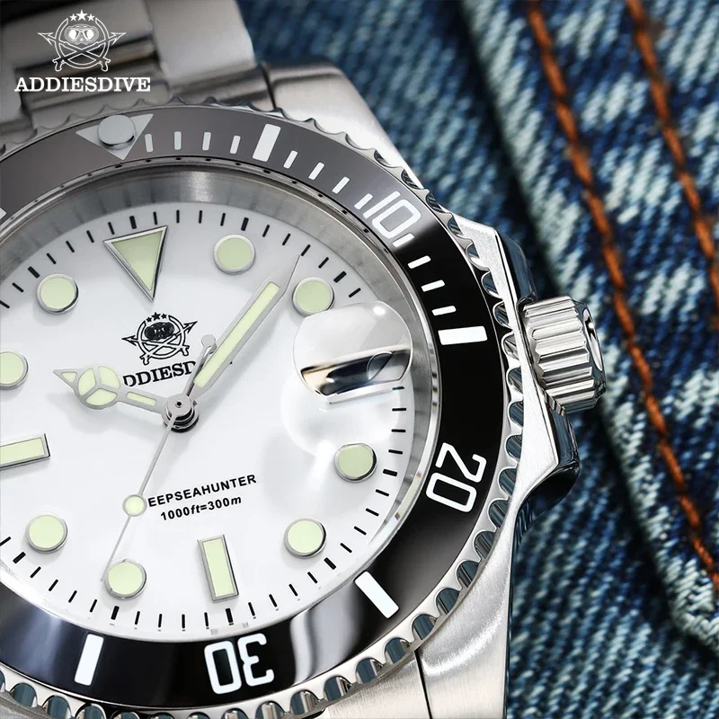 ADDIESDIVE 41mm Man Diver Watch BGW9 Super Luminous 300m Waterproof Calendar Display Reloj Hombre Quartz Watches
