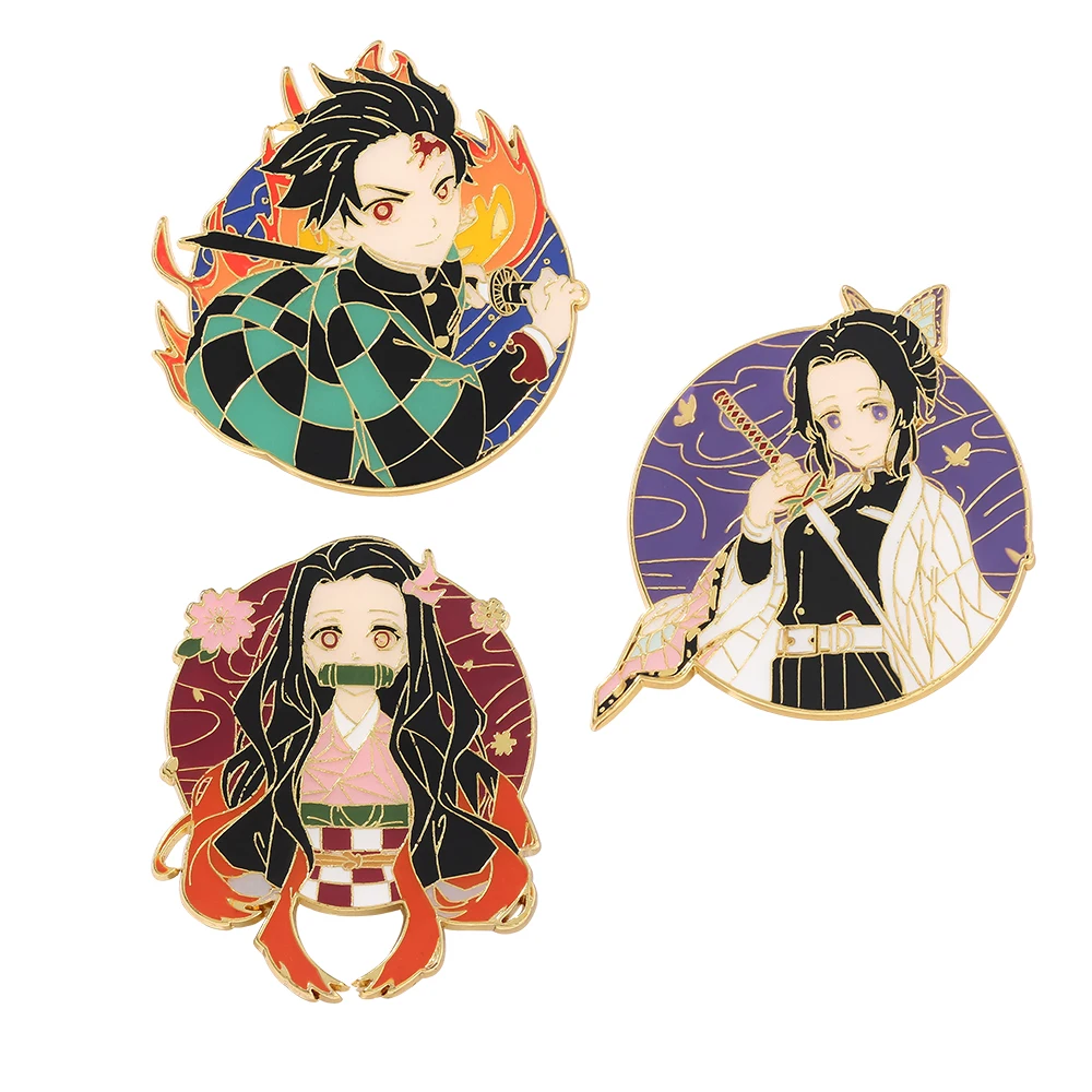 

Cute Kimetsu no Yaiba Demon Slayer Japan Anime Icons Hard Enamel Pin Badge Backpack Collar Lapel Pins Jewelry Friends Gifts