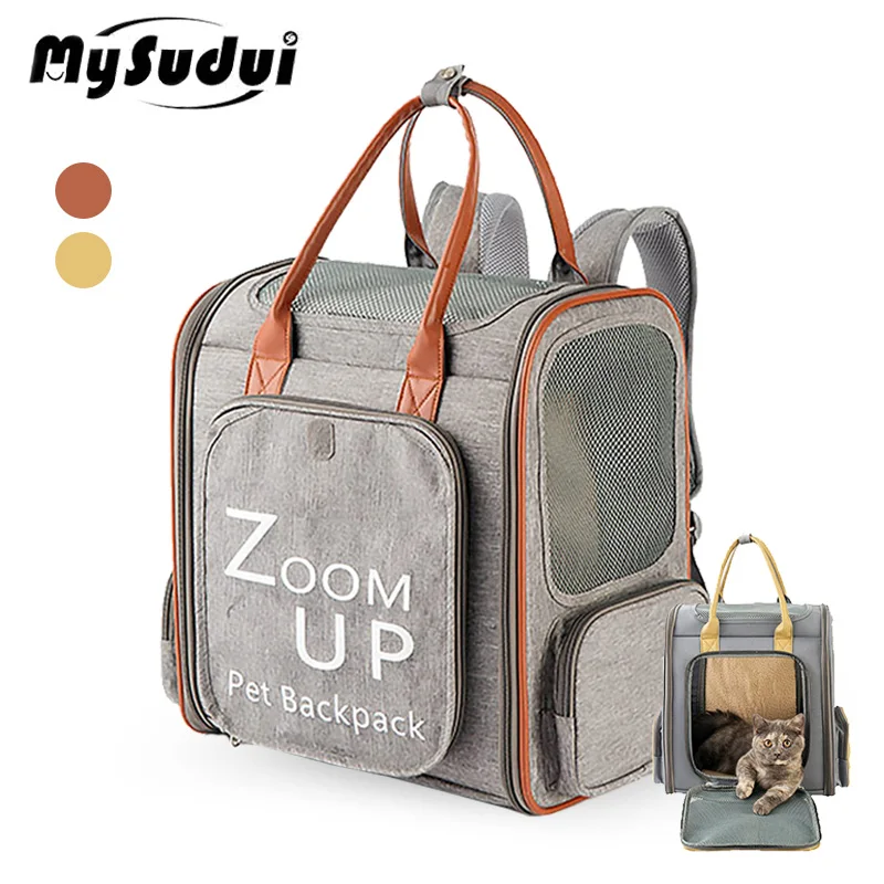 

Expandable Cat Backpack Escape-Proof Pet Carrier With Breathable Mesh Durable Handbag For Cat Dog Small Animal Traveling Hiking