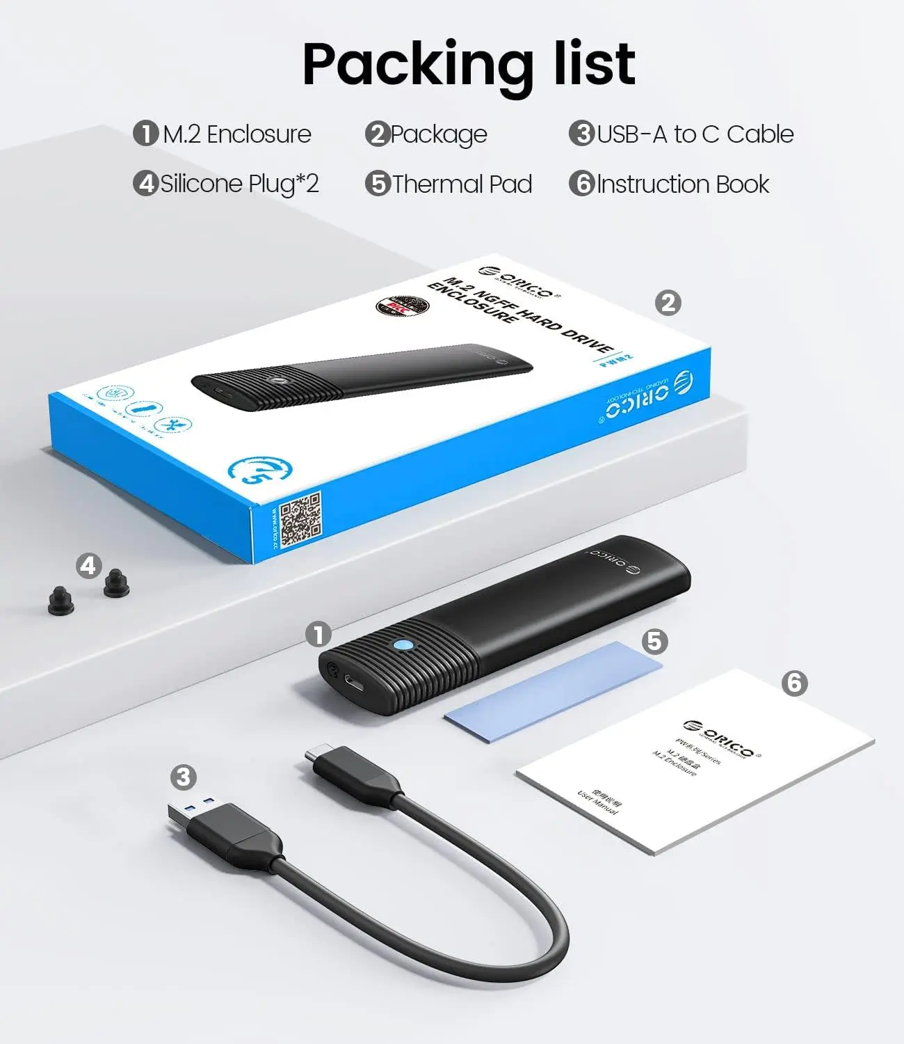 ORICO SATA SSD 인클로저 B+M/B 키 SSD 인클로저 USB 3.1 Type C 5Gbps 외부 솔리드 스테이트 인클로저 어댑터 (NGFF SSD용)