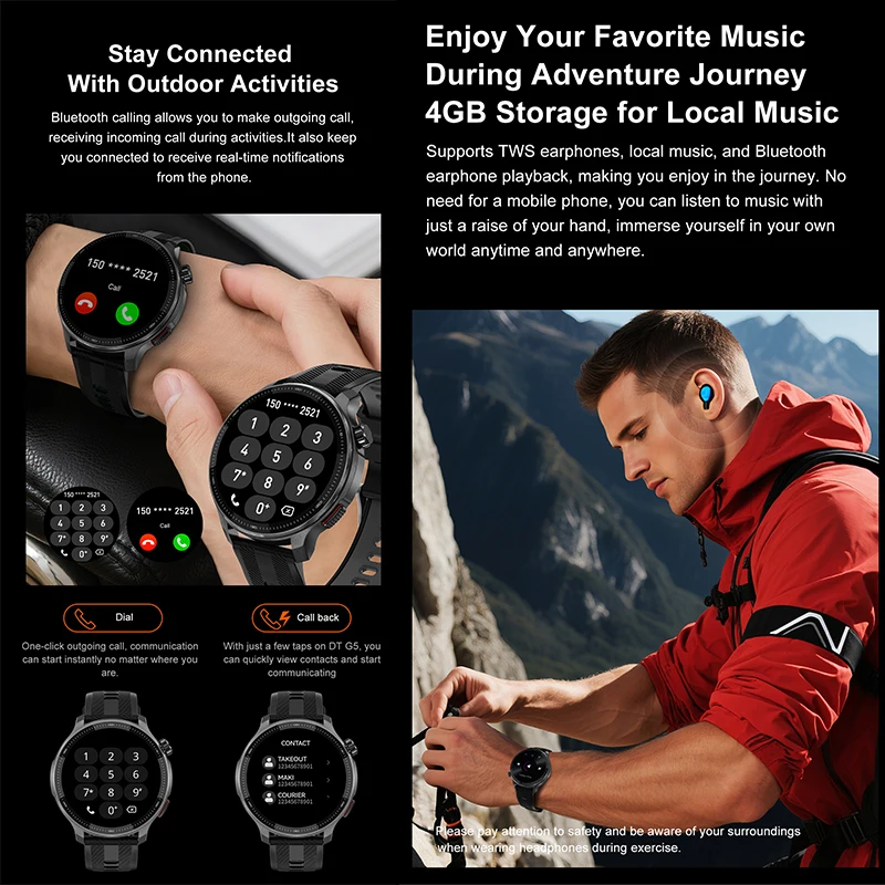 2026 New Upgraded GPS Military Sports Smart Watch 500mAh 1.43-inch AMOLED Compass Altimeter Call 3ATM Waterproof Sports Watch 6