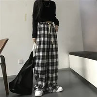 Oversize Women Sweatpants Fashion Black Plaid Casual Pants Baggy Elastic Waist Pockets Student Unisex Hip Hop Loose Trousers - Image 2