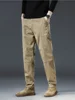 97%Cotton Autumn 2024 New Men's Cargo Pants Stretch Straight Slim Pants Brand Clothing Khaki Gray Casual Trousers Male