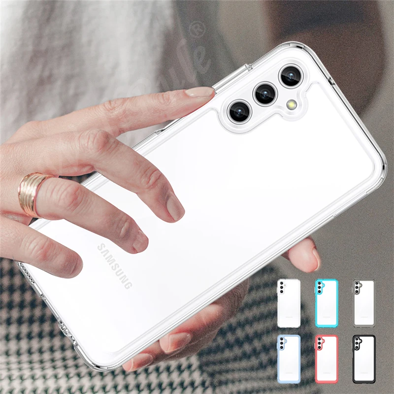 Per Samsung Galaxy A14 Custodia Cover Samsung A14 5G Capas Antiurto Colore Trasparente Cornice Trasparente Per Samsung A 14 A14 5G Cover