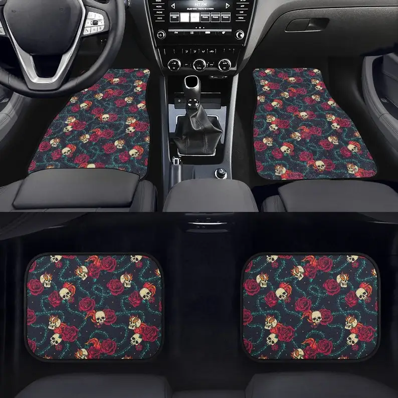 

Roses Skulls and Thorns Car Mats Car Floor Mats, Tattoo car accessory, tattoo master car decor
