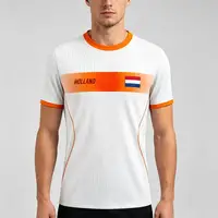 Maillot de football imprimé drapeau néerlandais, décontracté, respirant, à manches courtes, pour l'été, pour hommes, pour la salle de sport, l'entraînement sportif, le football 2