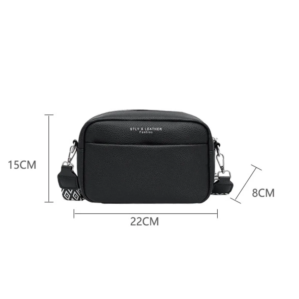 Borsa a tracolla piccola quadrata alla moda con tracolla larga da donna, nuova 2024, in PU tinta unita, singola_voghion.com
