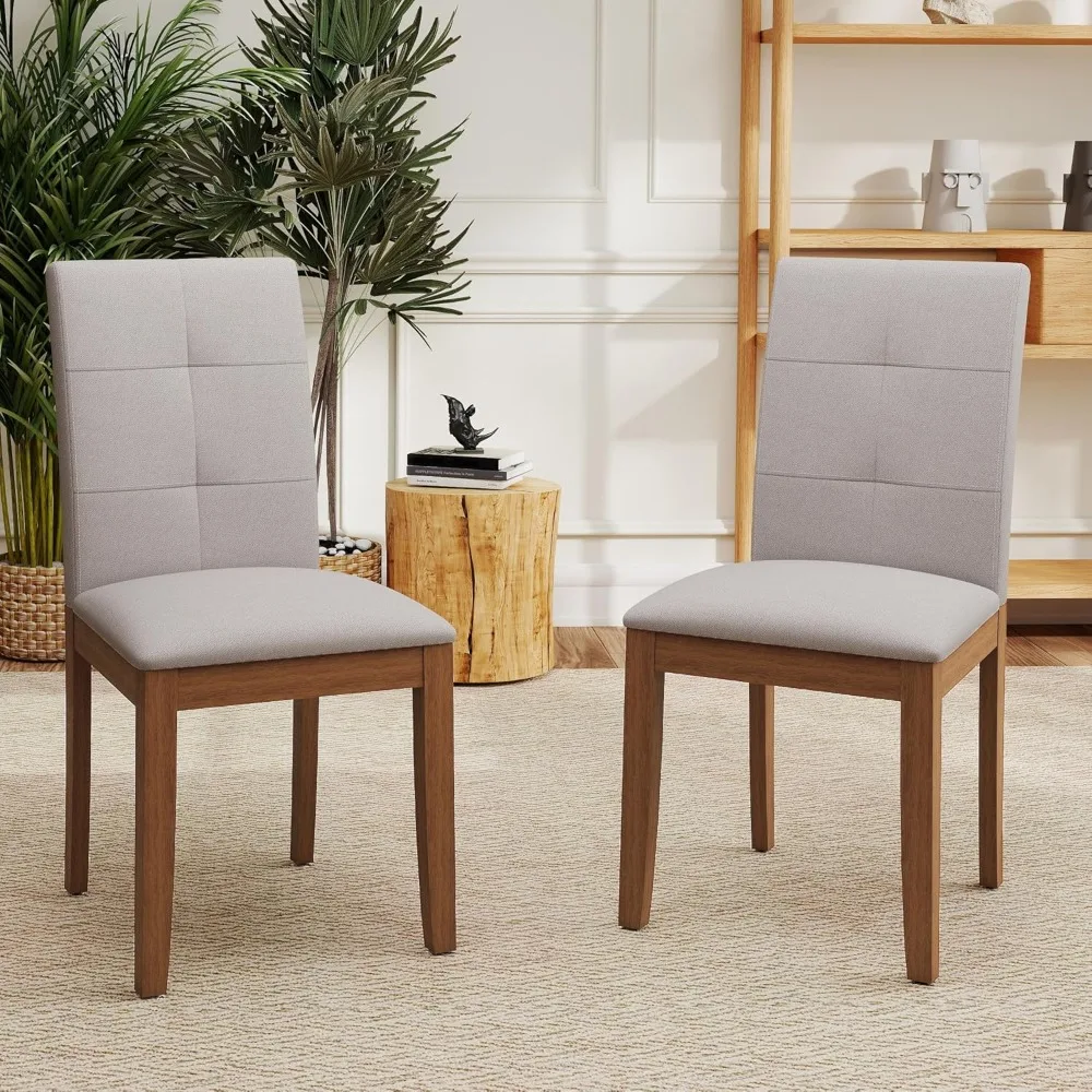 dining chairs set of 2, modern upholstered fabric dining room chairs, armless kitchen chairs with wood legs and padded seat for