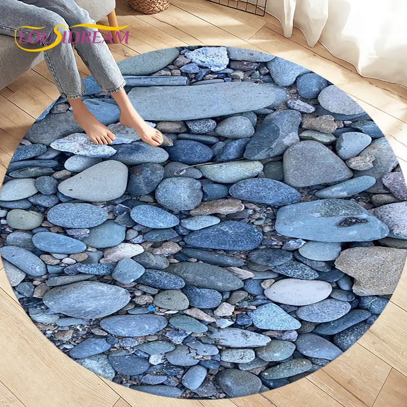 ラグ・カーペット round beach rug Cobblestone Beach Sand Ocean View Area Rug,round Carpet Rug
