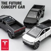 1:32 Tesla Cybertruck Pickup Alloy Car Model Diecast Toy Vehicle Sound And Light Simitation For Children Christmas Gift Boy Toys 1