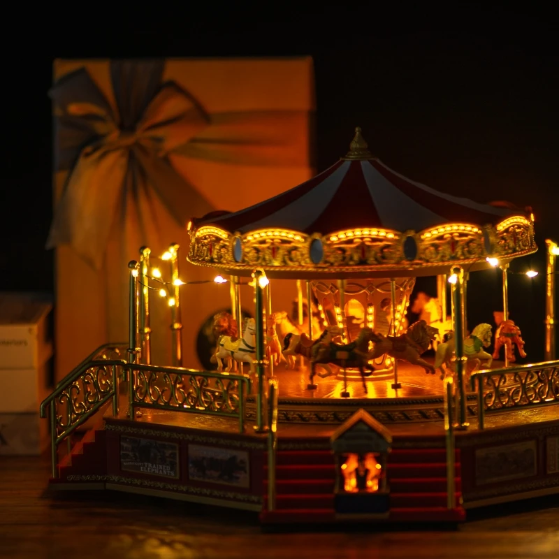 Big Size Rotating Vintage Carousel music box With Led Lights Gift For Her Girls Birthday Christmas Day 4
