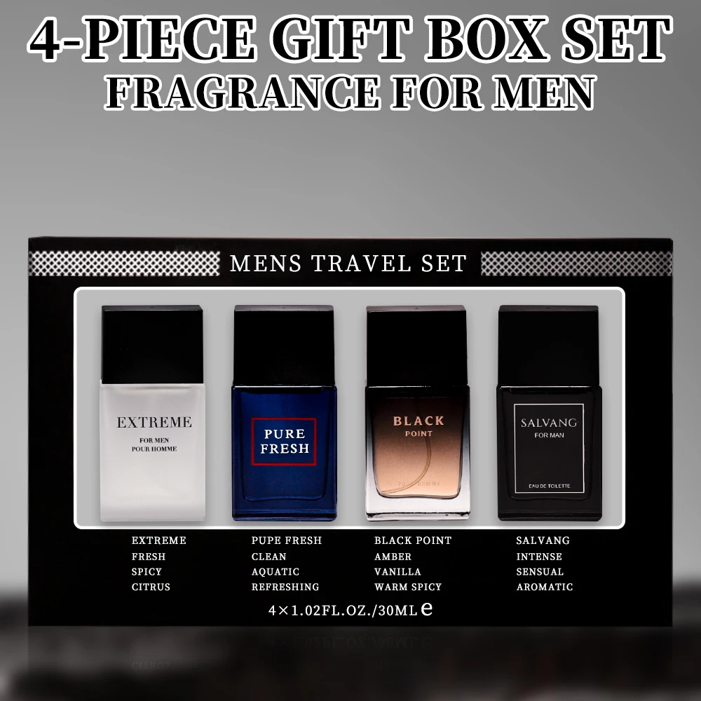 thumbnail image 1 of Caja de regalo con spray Eau de Toilette para hombre, juego de 4 piezas, botella de 1,02 onzas líquidas, regalo de EDT para hombres, fragancia duradera, estuche de viaje para hombres, 1 of 5