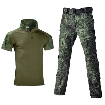 Airsoft Tactical Suit Military Camouflage Uniform Combat T-shirt Men Paintball Cargo Pants with Pads Outfit Hiking Set Hunting 1