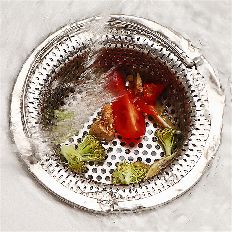 9/11cm Stainless Steel Sink Filter Kitchen Bathroom Sewer Outfall Hair Anti-Blocking Strainer Drain Home Cleaning Accessories