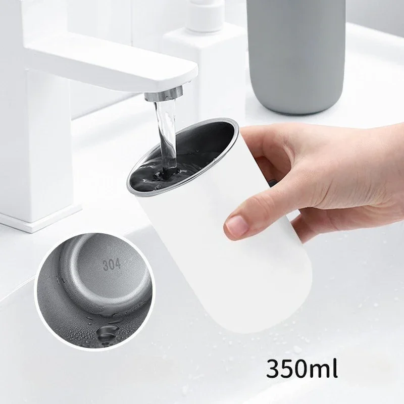 Cepillo de dientes de acero inoxidable con vaso magnético para enjuague bucal, sin perforaciones, para montaje en pared, ideal para el baño._voghion.com