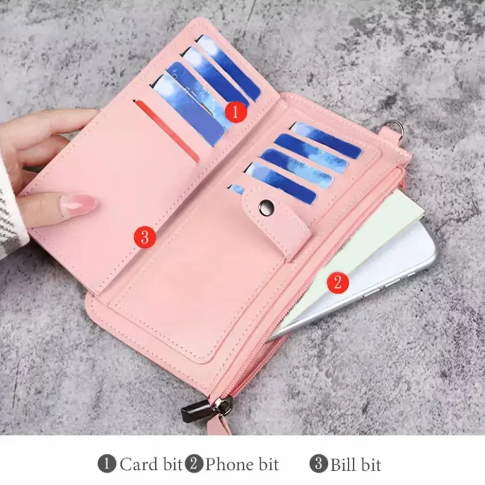 Women Wallet Fashion Zipper Wallets Womens Purses Handbags Leather Billfold Wallet Anti Thief Rfid Minimalist Wallet Rose Gold Pattern