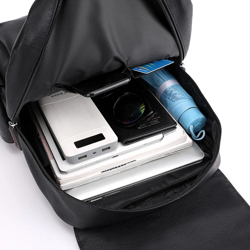 Large Capacity Soft PU Leather Backpack for Casual Business Travel