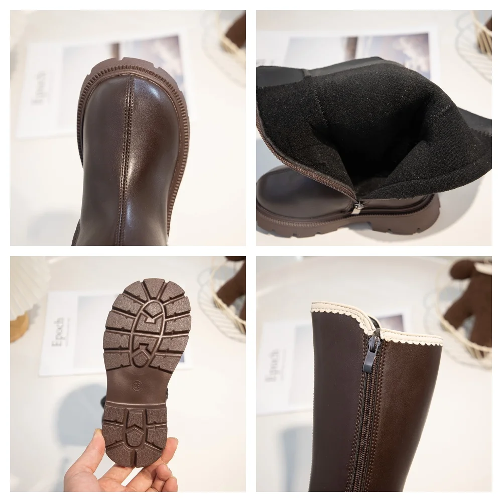 Girls Leather Boots with Soft Sole for Autumn