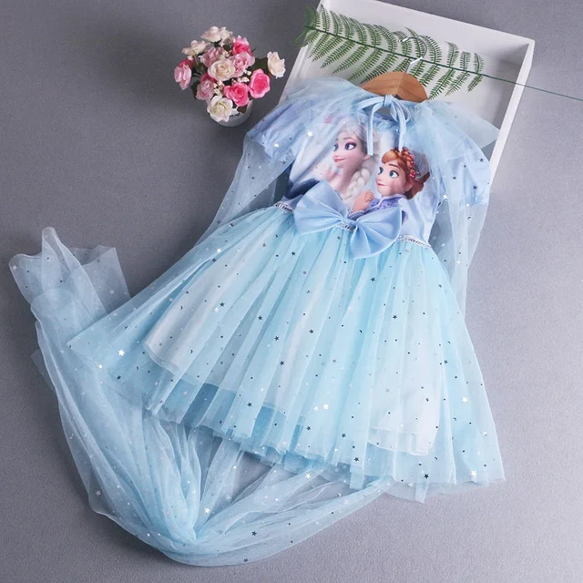 Vestido De Princesa Elsa Frozen, Vestido De Verão Para Crianças - Vestidos  Casuais Para Meninas - AliExpress