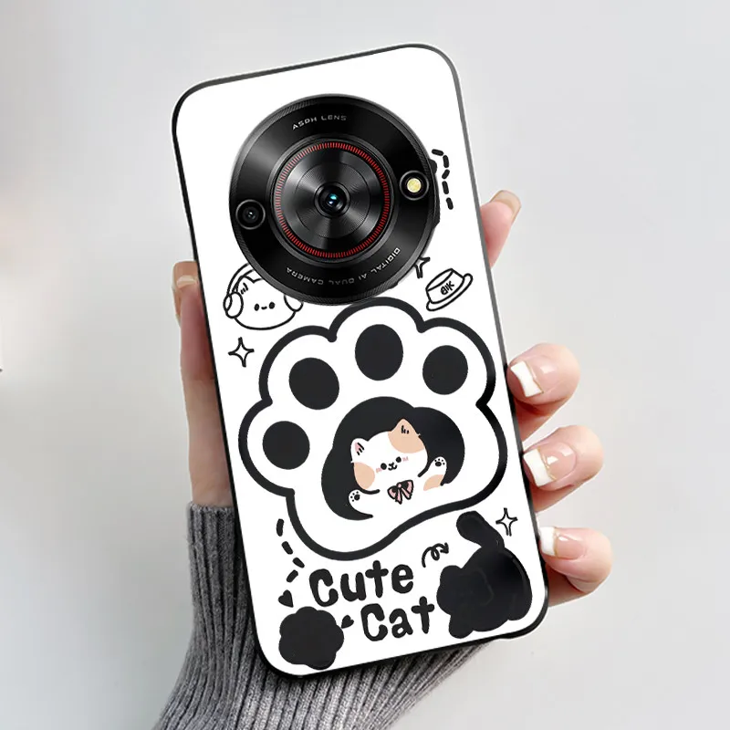Aesthetic Cute Cat Fashion Shockproof Black Matte Soft TPU Phone Case