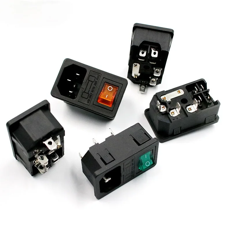 

High All Copper With 10A Fuse! Red Rocker Switch Fused IEC320 C14 Inlet Power Socket Fuse Switch Connector Plug Connector Socket