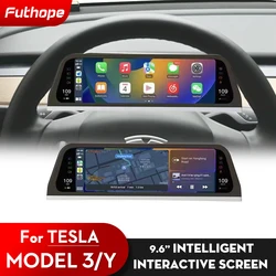Futhope Digital Dashboard Heads Up For Tesla Model 3 Y Display Carplay Android Auto 9.66 Inch IPS Screen Auto HUD Power Speed