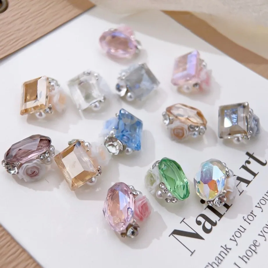 5 stücke Luxus Nagel Kristall Haufen Diamant funkelnden Kristall Schmuck spitzen Boden Dekoration glänzenden Strass Maniküre Zubehör – Detail 3