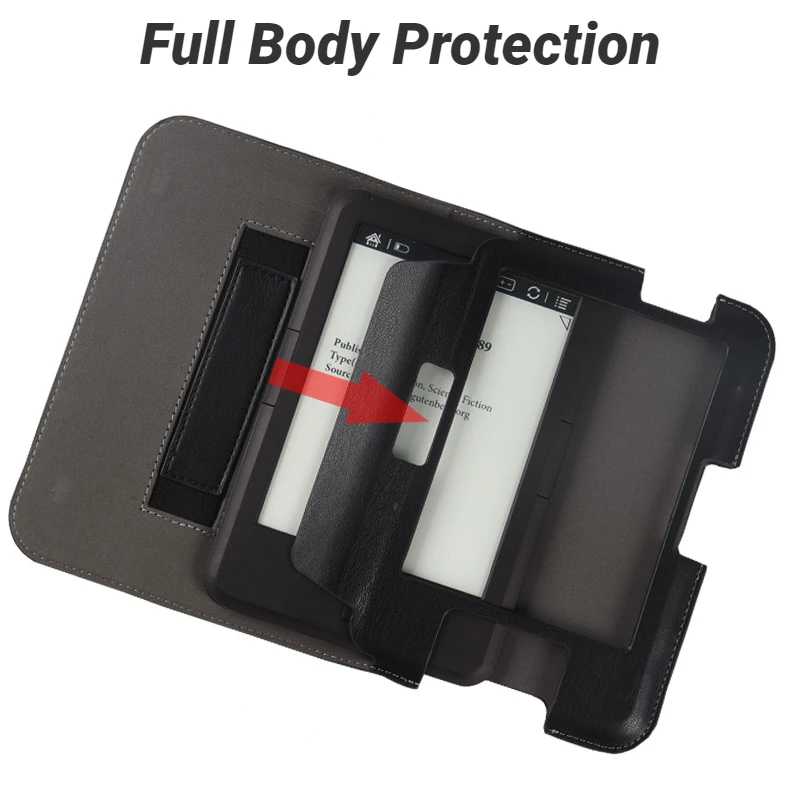 Premium PU Leather Folio Book Cover with Hand Strap and Magnetic Closure