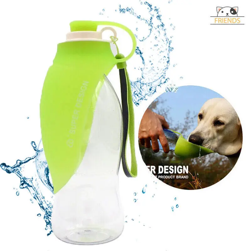 

580ML Outdoor Dog and Cat Drinking Bottle Water Dispenser Pet Outdoor Dog Walking Portable Leaf-Shaped Folding Water Dispenser