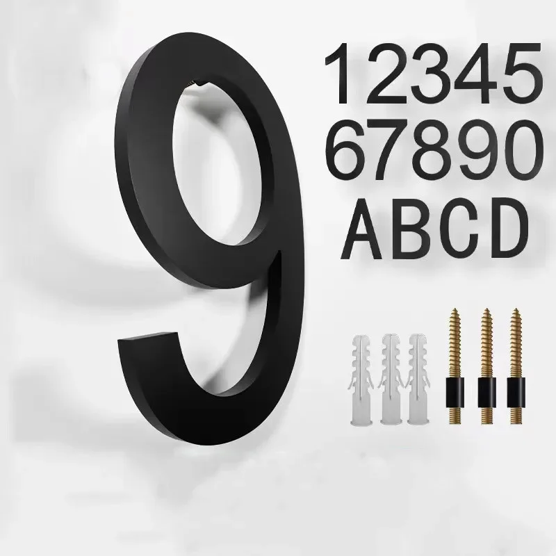 8 дюймов 20 см плавающий большой дом Номера для улицы, настенное Современное украшение для дома номера адресов, черный, серебристый, золотой