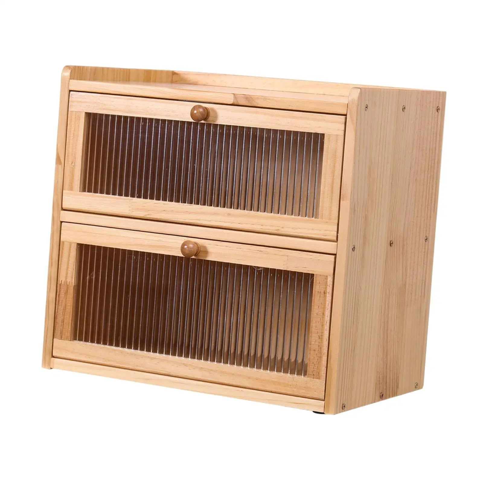 Bread Box for Kitchen Countertop 2 Layer Unique Gift with Flip Lid Wooden Storage Container Bread Holder Farmhouse Breadbox