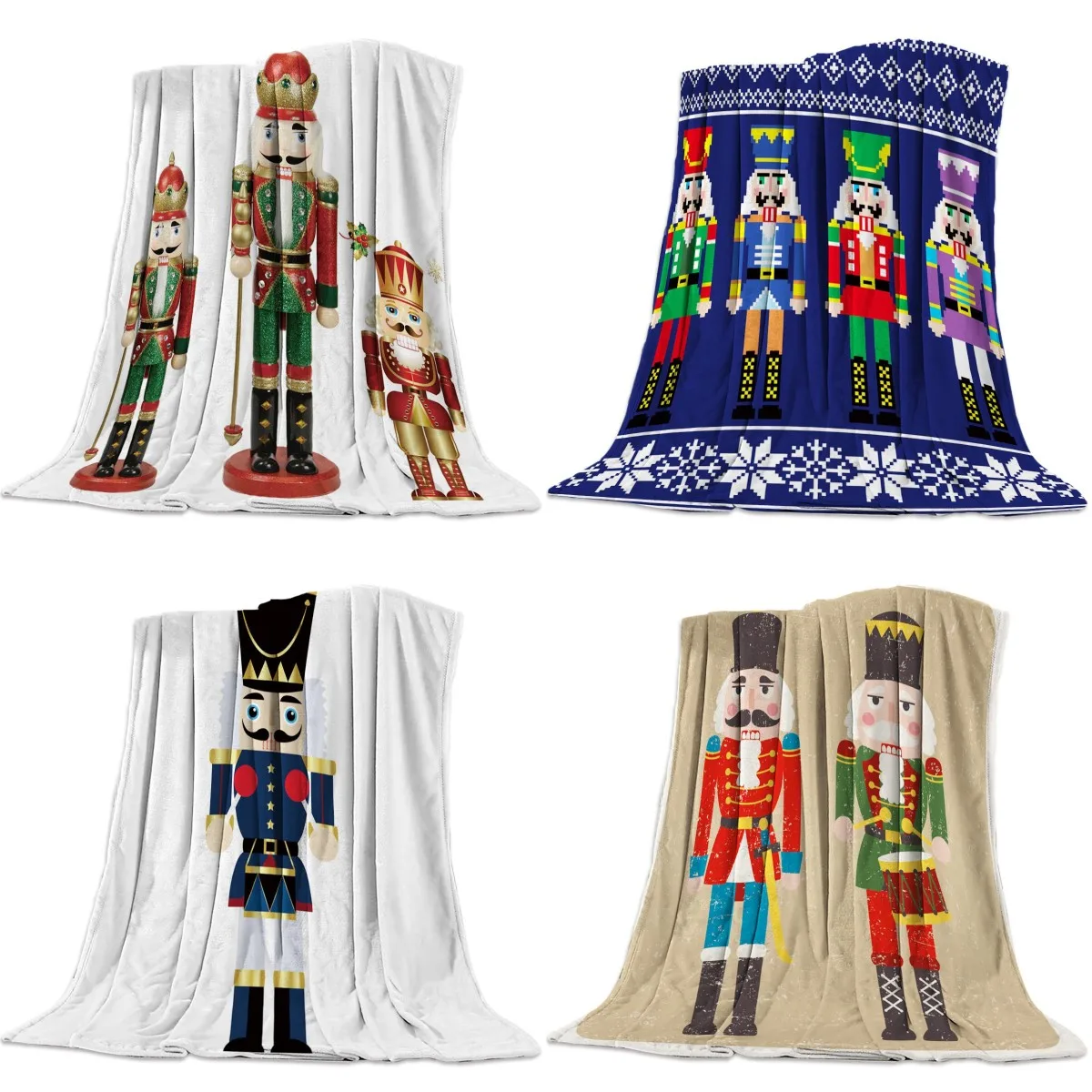 Nutcracker Soldier Blankets Bed Cover Coverlet Flannel Throws Fleece