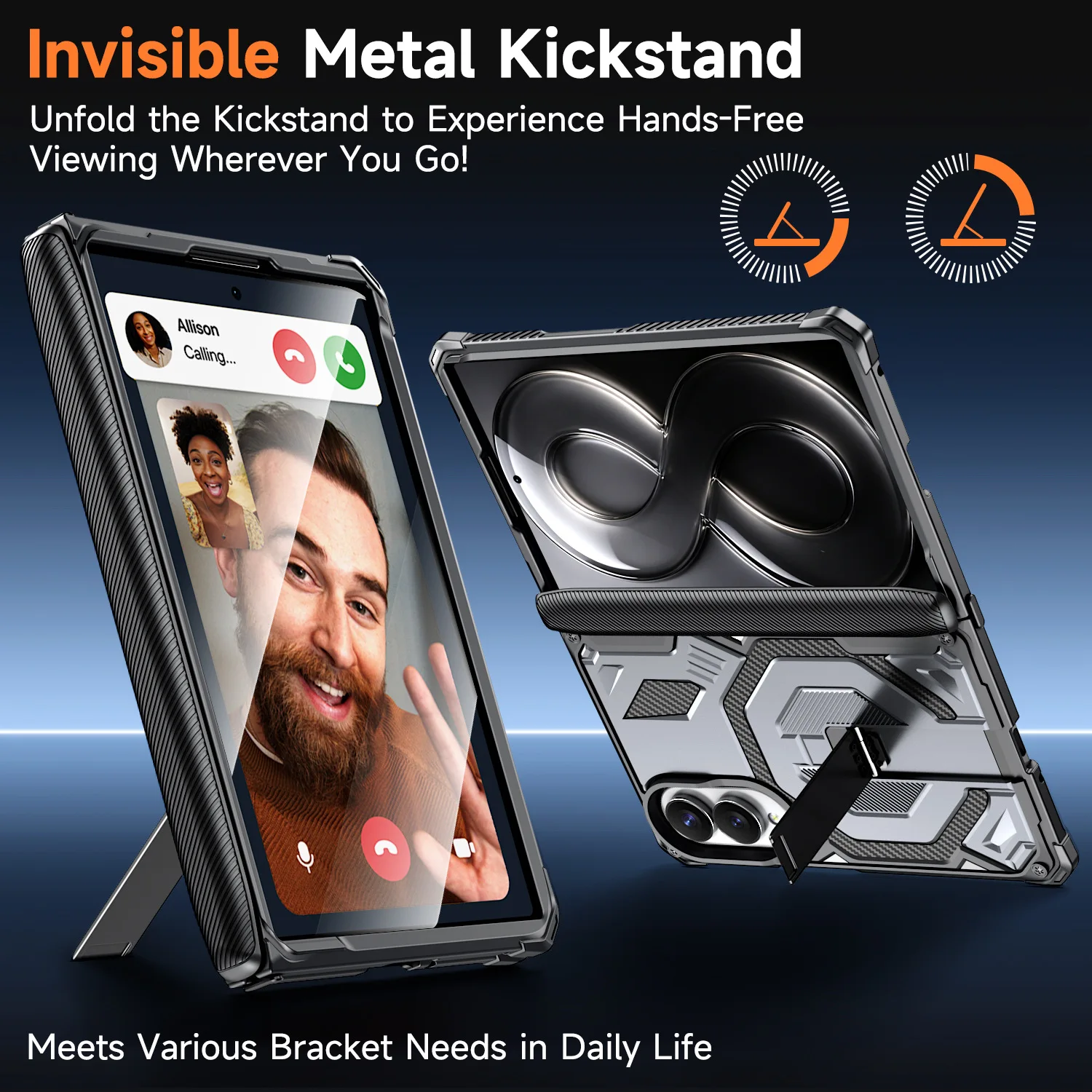 Foldable Phone Case with Magnetic Attachment and Built-in Stand - Drop-Resistant Protection Cover