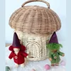 Mushroom Basket Portable Rattan Handmade Children Bag Toy Picnic Basket High-capacity Storage Baskets Sundries Pouch Storage Bag 2