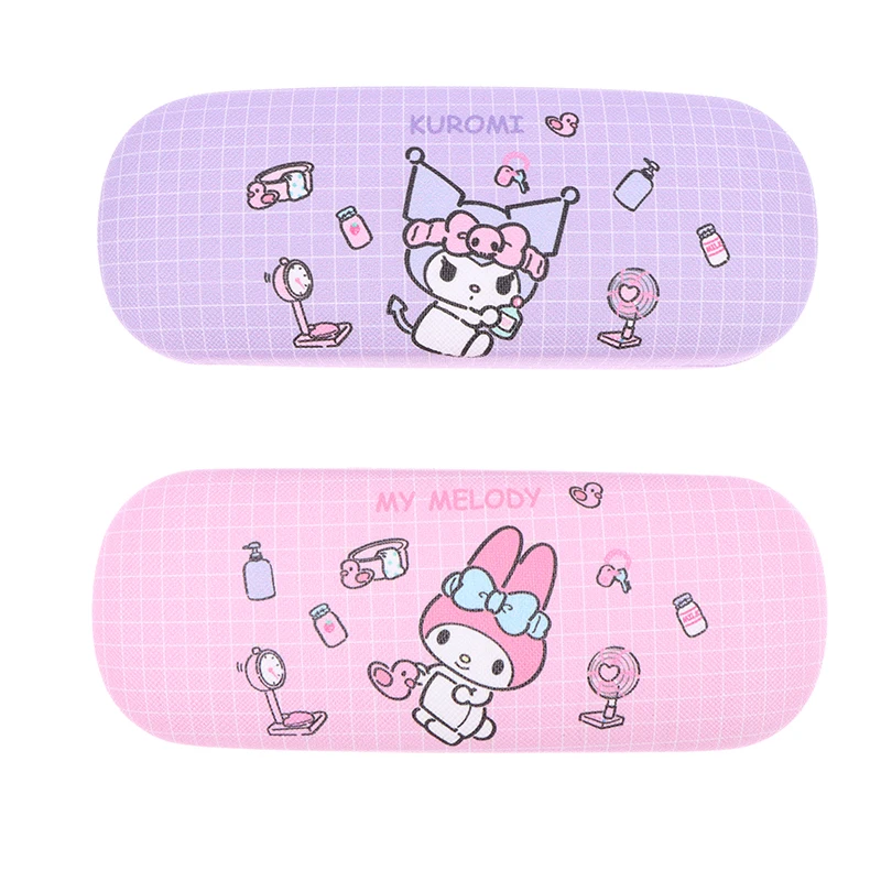 

Sanrio Glasses Case New Hello Kitty Kuromi Cinnamoroll Melody Storage Box Cleaning Cloth Anime Kawaii Cute Students Myopia Gifts