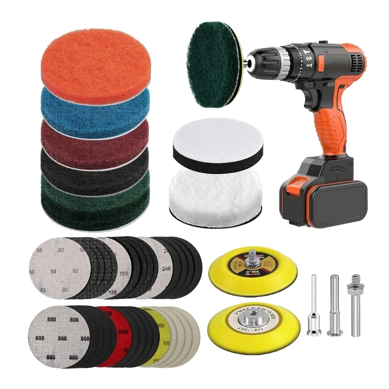 

42pcs Car Headlight RestorationKit Sanding Discs Backing Pads Wool Pads Remove Dropship