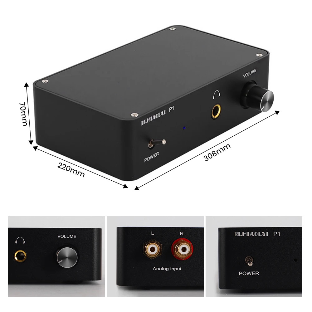 PJ.MIAOLAI P1 Mini Home Desktop Headphone Amplifier HiFi TPA6120 Audio Headphone Amp NE5532