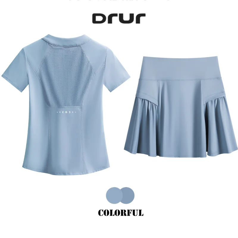 ชุดกีฬาผู้หญิง 2 ชิ้น กระโปรงเทนนิส Skort ฤดูร้อน 2025