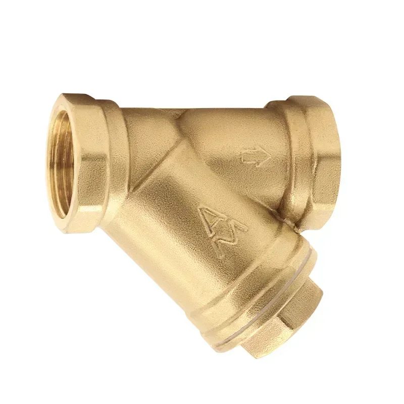 DN15-DN100 Brass Filter Y-shaped Valve Heating Pipe Thickened Double Inner Thread Water Pipe Joint