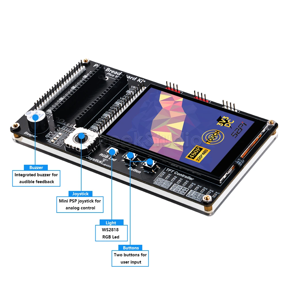 Raspberry pi Pico w Breadboard Kit Faça Você Mesmo Projeto Breakout Board 3.5 Touch Screen - Imagem 2